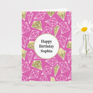 Chic Roze Gouden Diamanten Glitter Kaart