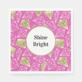 Chic Roze Gouden Diamanten Glitter Verjaardag Servet (Voorkant)