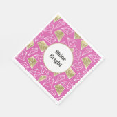 Chic Roze Gouden Diamanten Glitter Verjaardag Servet (Hoek)