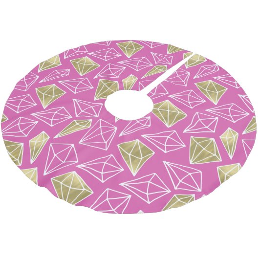 Chic Roze Gouden Diamanten Kerstmis Kerstboom Rok (Gekanteld)