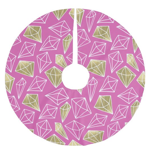 Chic Roze Gouden Diamanten Kerstmis Kerstboom Rok (Voorkant)