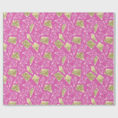 Chic Roze Gouden Diamanten Verjaardag Cadeaupapier (Vlak)