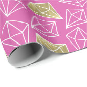 Chic Roze Gouden Diamanten Verjaardag Cadeaupapier (Rol Hoek)