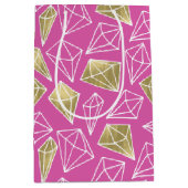 Chic Roze Gouden Diamanten Verjaardag Medium Cadeauzakje (Voorkant)