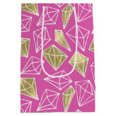 Chic Roze Gouden Diamanten Verjaardag Medium Cadeauzakje (Achterkant)