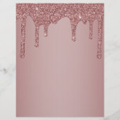 Chic Roze Gouden Druppel Glitter Prijslijst Flyer (Achterkant)