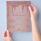 Chic Roze Gouden Druppel Glitter Prijslijst Flyer (Hand)