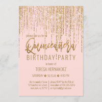 Chic Roze Gouden Glitter Fringe Gordijn Quinceañer