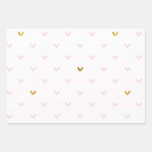 Chic roze gouden harten verjaardag inpakpapier vel (Voorkant 2)