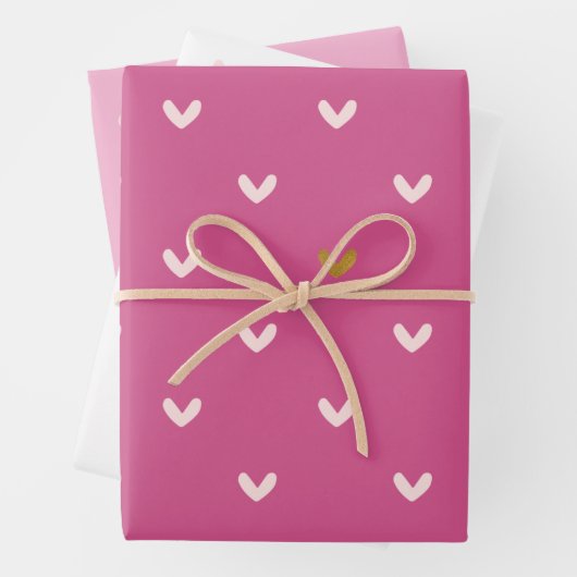 Chic roze gouden harten verjaardag inpakpapier vel (In situ)