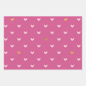 Chic roze gouden harten verjaardag inpakpapier vel (Voorkant)