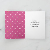 Chic roze gouden harten verjaardag kaart (Binnen)