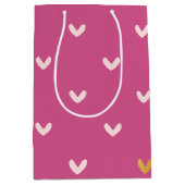 Chic roze gouden harten verjaardag medium cadeauzakje (Voorkant)