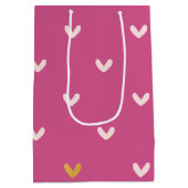 Chic roze gouden harten verjaardag medium cadeauzakje (Achterkant)