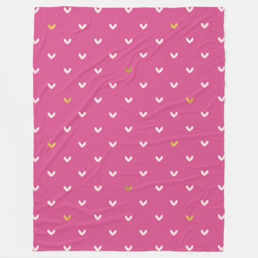 Chic Roze Gouden Hartjes Verjaardag Fleece Deken (Voorkant)