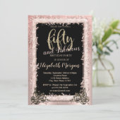 Chic Roze Gouden Lijst Glitters 50ste Verjaardagsf Kaart (Staand voorkant)