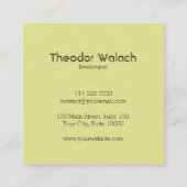 Chic roze Green Gold Bee Professional Vierkante Visitekaartje (Achterkant)