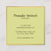 Chic roze Green Gold Bee Professional Vierkante Visitekaartje (Achterkant)