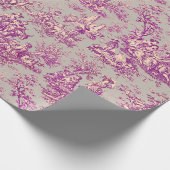 Chic  roze grijs toile de jouy bedrukt cadeaupapier (Hoek)
