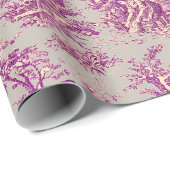 Chic  roze grijs toile de jouy bedrukt cadeaupapier (Rol Hoek)