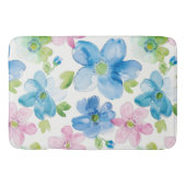 Chic Roze Groen Blauw Bloemen Badmat (Voorkant)