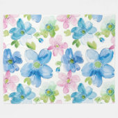 Chic Roze Groen Blauw Bloemen Fleece Deken (Voorkant (Horizontaal))