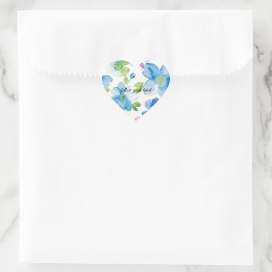 Chic Roze Groen Blauw Bloemen Hart Sticker (Tas)