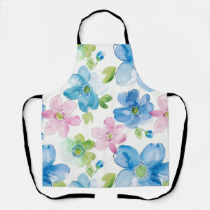 Chic Roze Groen Blauw Bloemen Schort