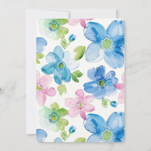 Chic Roze Groen Blauw Bloemen Verjaardag Kaart (Achterkant)