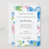 Chic Roze Groen Blauw Bloemen Verjaardag Kaart (Voorkant)