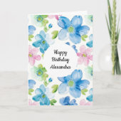 Chic Roze Groen Blauw Bloemen Verjaardag Kaart (Voorkant)