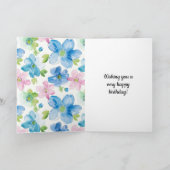 Chic Roze Groen Blauw Bloemen Verjaardag Kaart (Binnen)