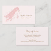 Chic Roze Haarstylist Vrouw met Lang Stromend Haar Visitekaartje (Voorkant / Achterkant)