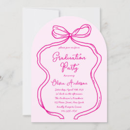 Chic Roze Hand getrokken Bow & Script Graduation P Kaart