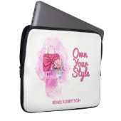 Chic Roze Handtas & Bloemen Ontwerp Laptop Sleeve (Voorkant Rechts)