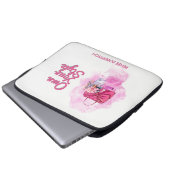 Chic Roze Handtas & Bloemen Ontwerp Laptop Sleeve (Voorkant onderkant)