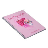 Chic Roze Handtas & Bloemen Ontwerp Notitieboek (Rechterzijde)