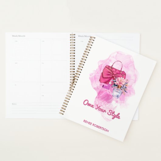Chic Roze Handtas & Floral Design Planner (Display)