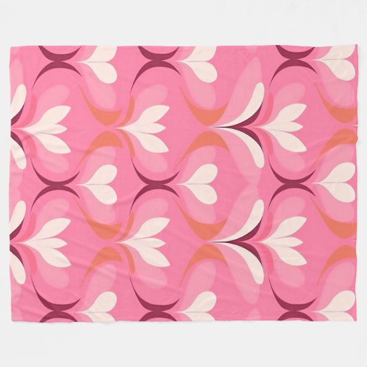 Chic roze hart ogee fleece deken (Voorkant (Horizontaal))