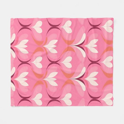 Chic roze hart ogee fleece deken (Voorkant (Horizontaal))