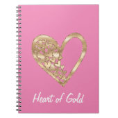 Chic roze hart van goud notitieboek (Voorkant)