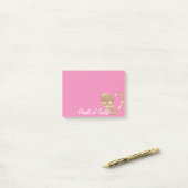 Chic roze hart van goud post-it® notes (Op bureau)
