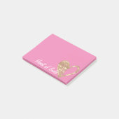 Chic roze hart van goud post-it® notes (Schuin)