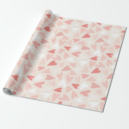 Chic Roze Harten Valentijnsdag Cadeaupapier