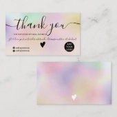 Chic roze holografische ombre blush orde dank u visitekaartje (Voorkant / Achterkant)