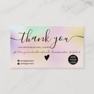 Chic roze holografische ombre blush orde dank u visitekaartje