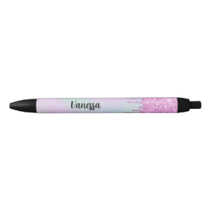 Chic roze holographic Glitter Drivers Zwarte Inkt Pen
