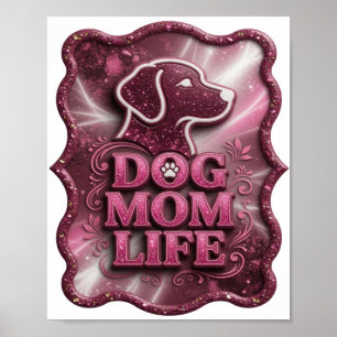 Chic Roze HOND MOEDER LEVEN 3D Tekst Kunst Poster
