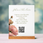 Chic Roze Huwelijkstafel QR Acryl Bord (Neutraal)