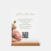 Chic Roze Huwelijkstafel QR Acryl Bord (Voorkant)